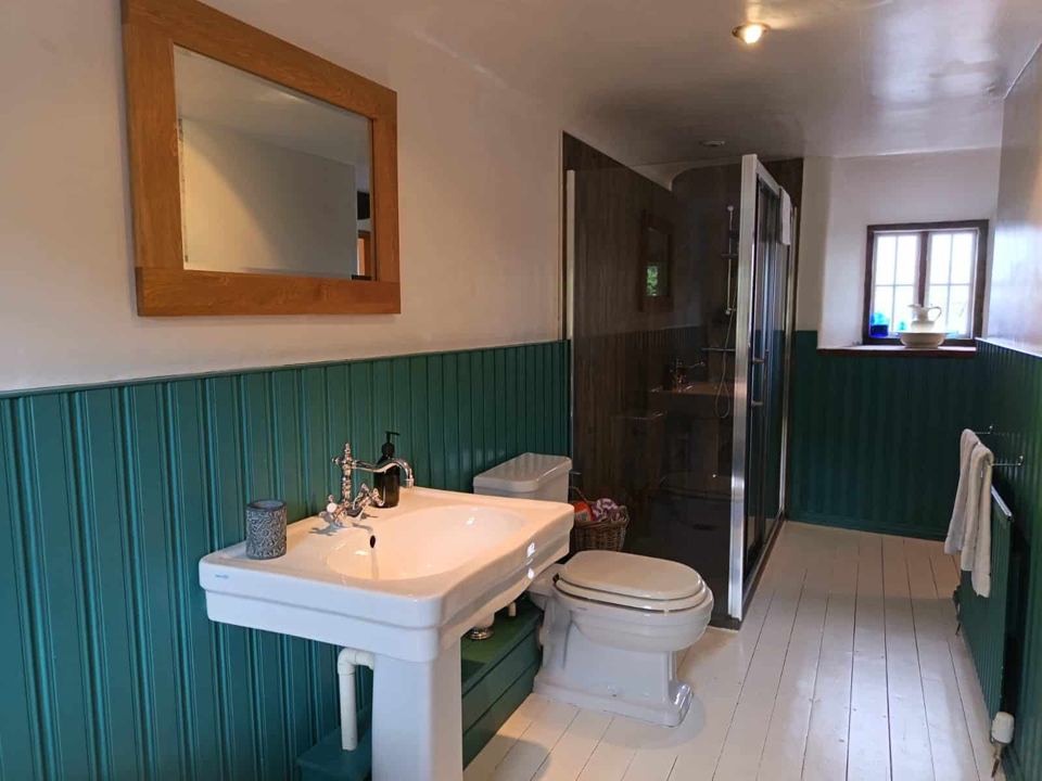 Bathroom with sink and shower