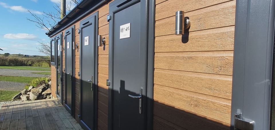 Shower and toilet block