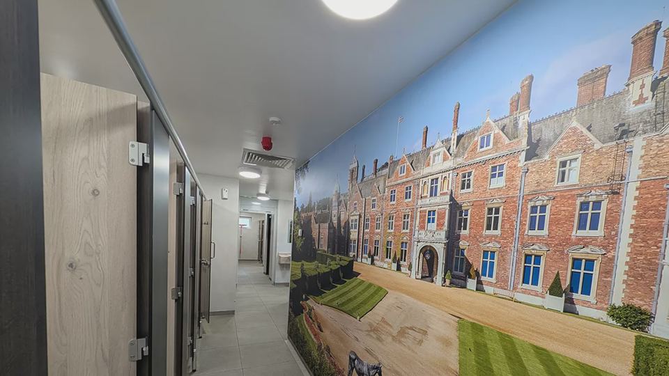 Inside the washroom block