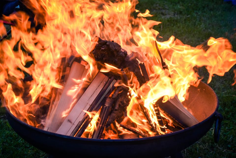 Fire pit in use