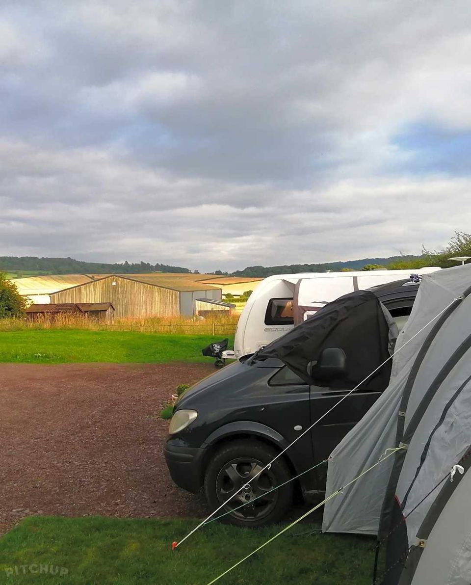 Campervan on its pitch