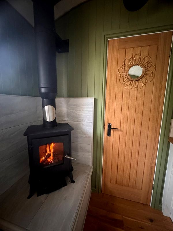 Woodburner inside the hut