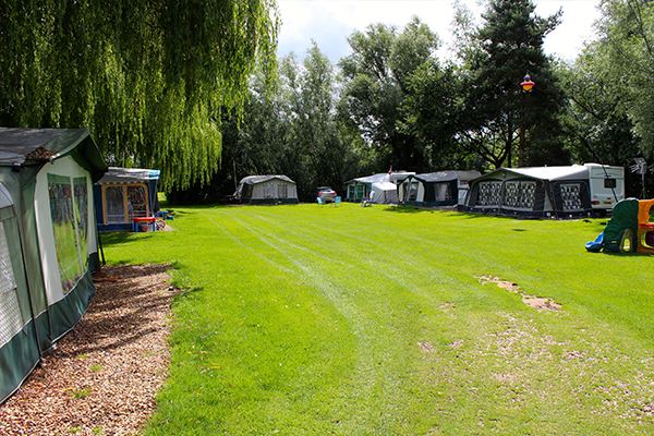 Caravans and awnings on the grass