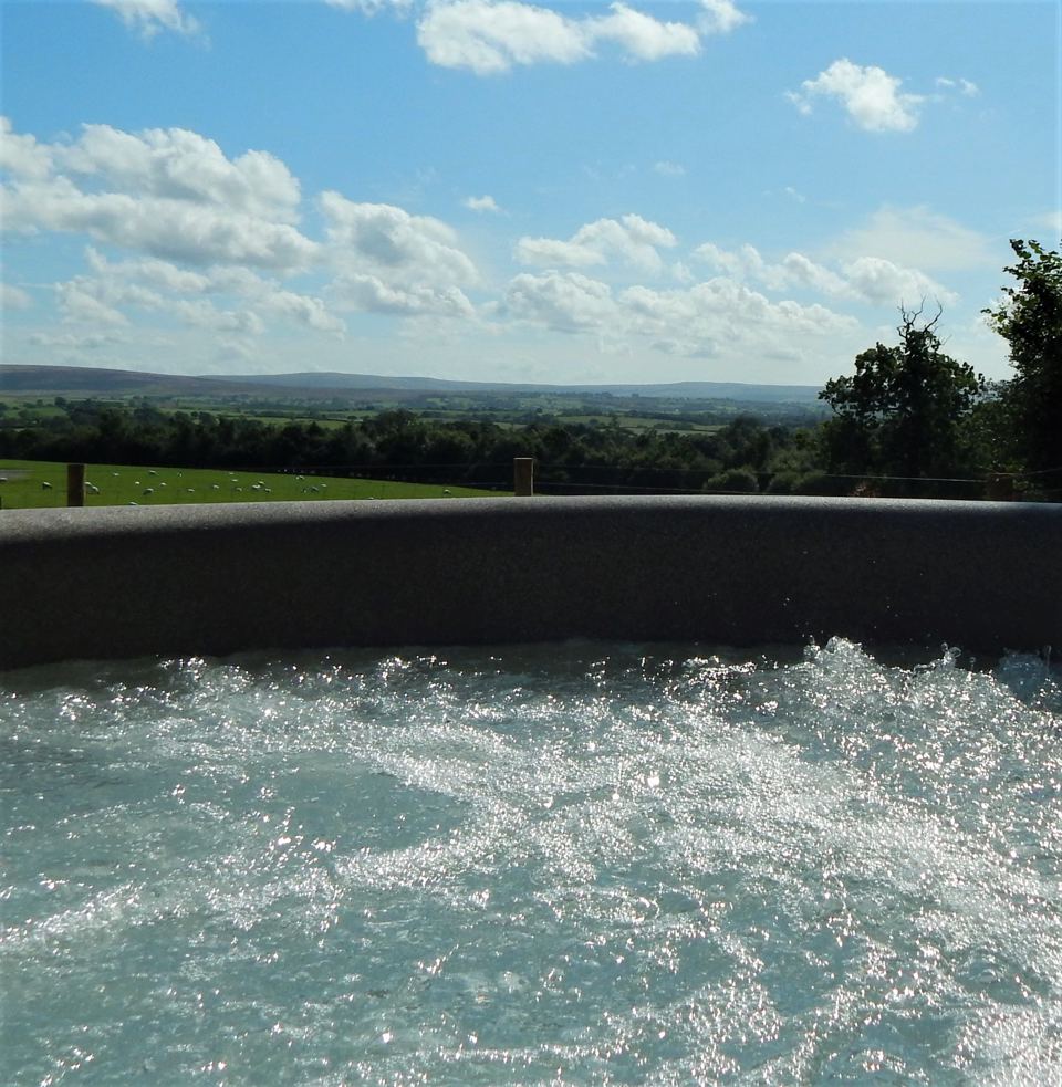 Hot tub looking over fields