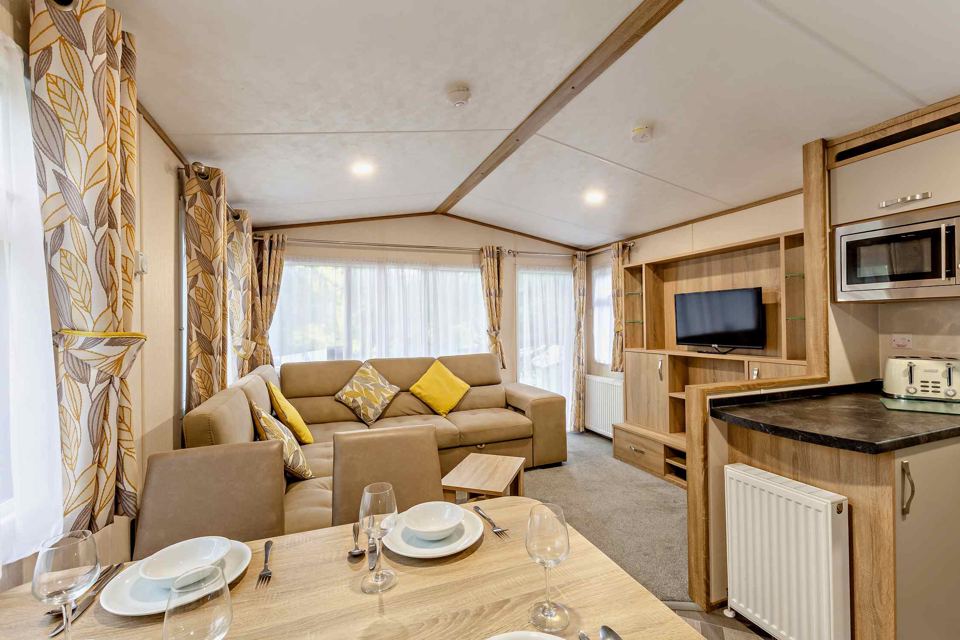Caravan lounge and dining area