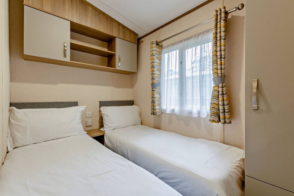 Twin bedroom in a caravan