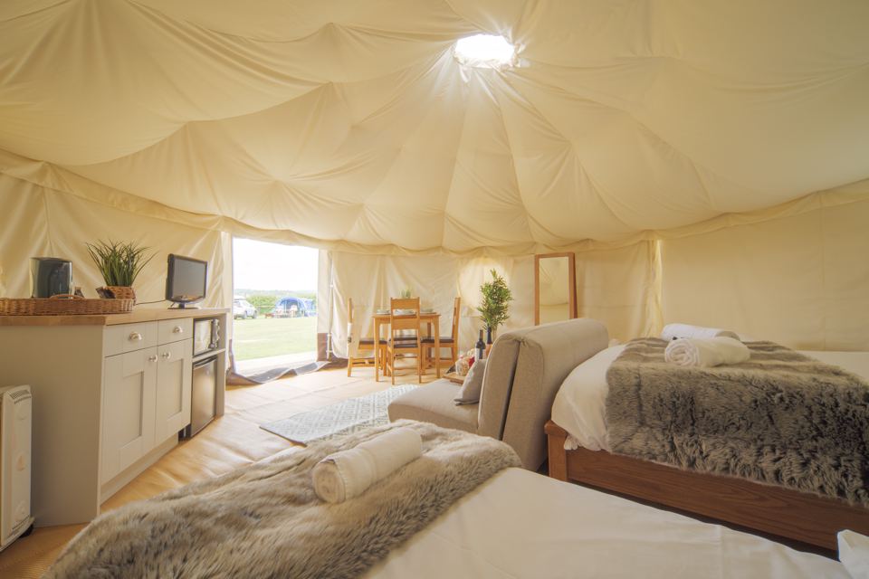 Kitchen corner inside a yurt