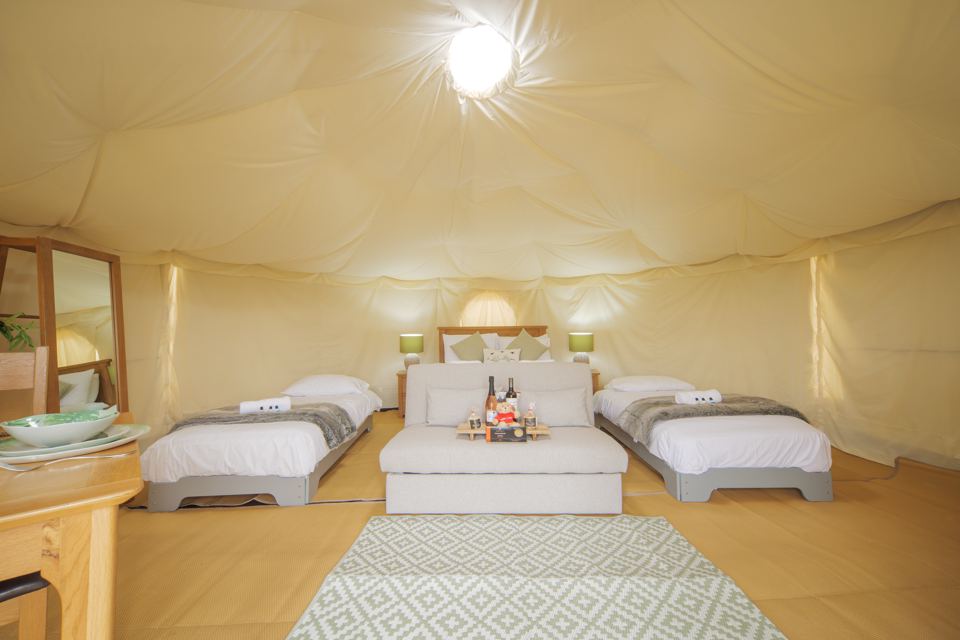 Beds inside a yurt