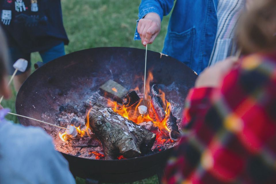 Marshmallows toasted over the fire pit
