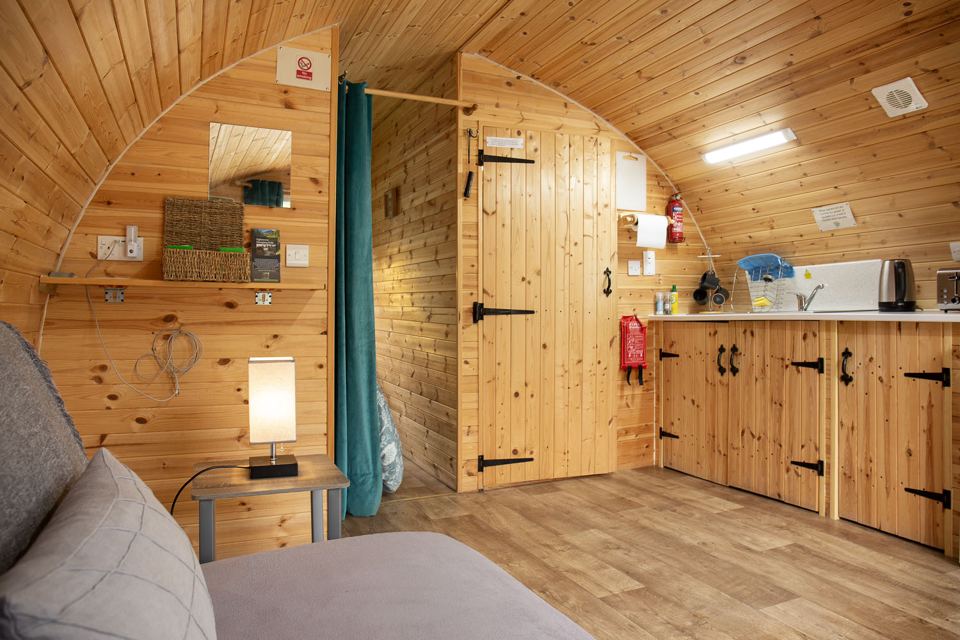 Pod kitchenette and seating