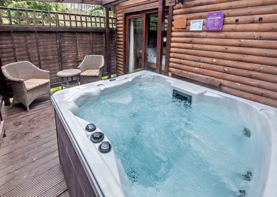 Private hot tub on decking