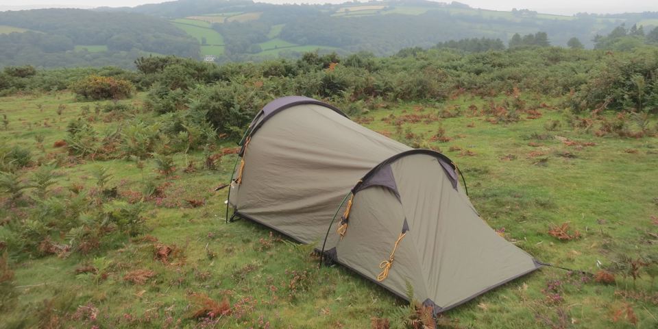 Tent pitched on the moor