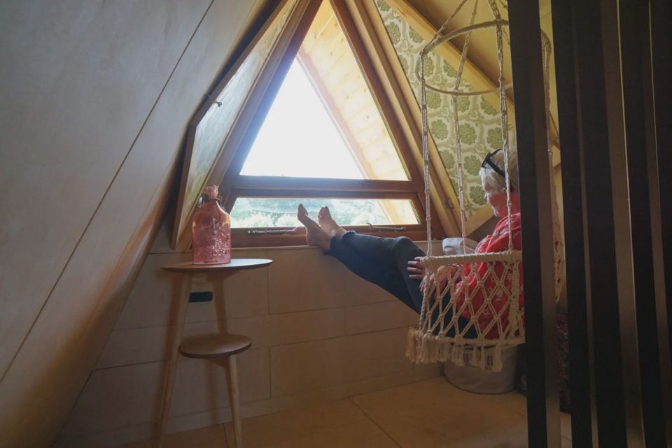 Hanging chair in the A-frame