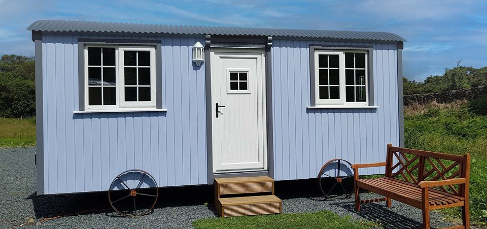 Blue shepherd's hut