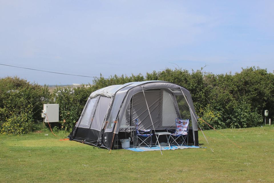 Tent pitched on the grass