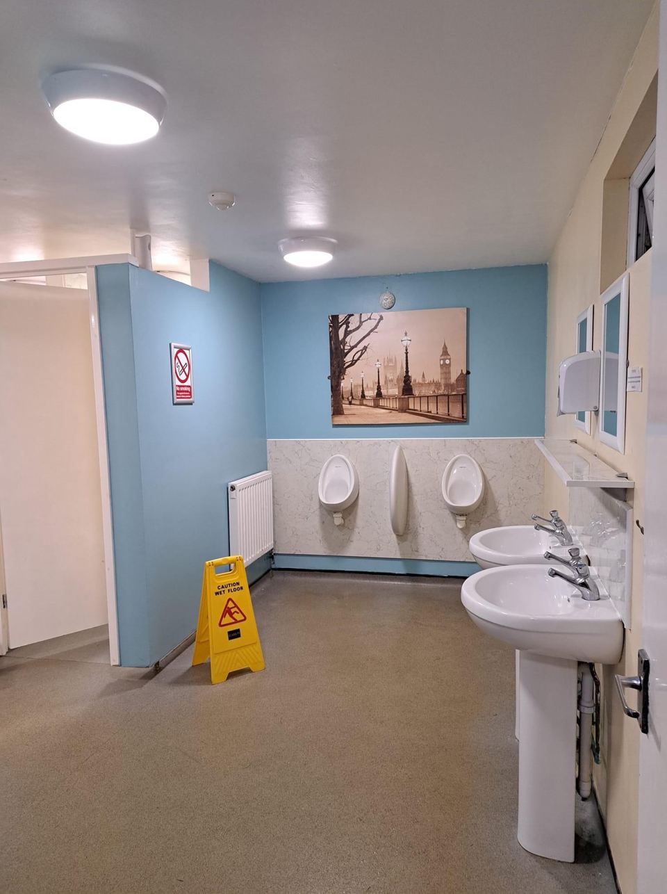 Inside the toilet block