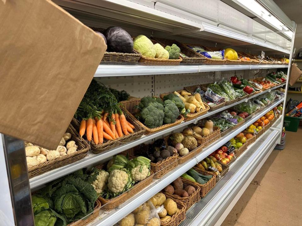 Fresh veg in the farm shop