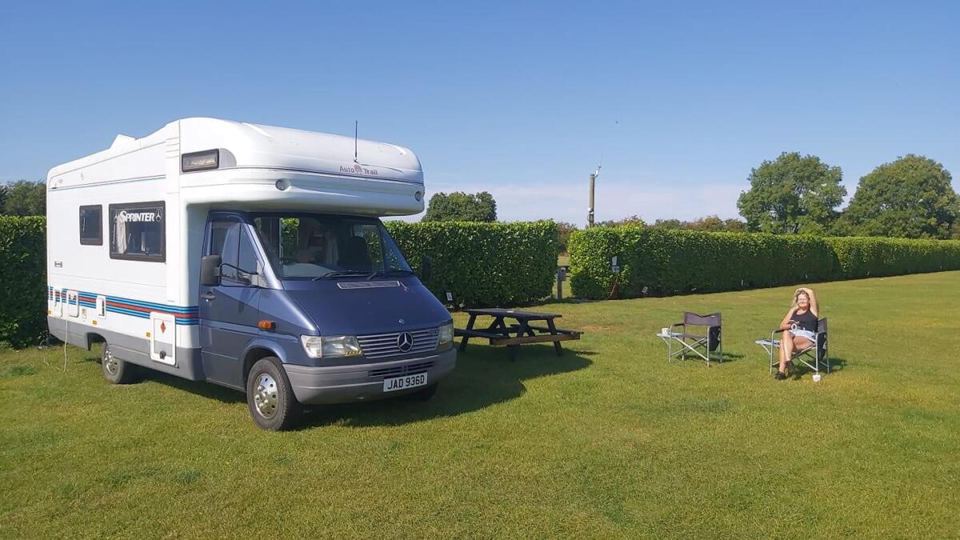 Motorhome on grass pitch