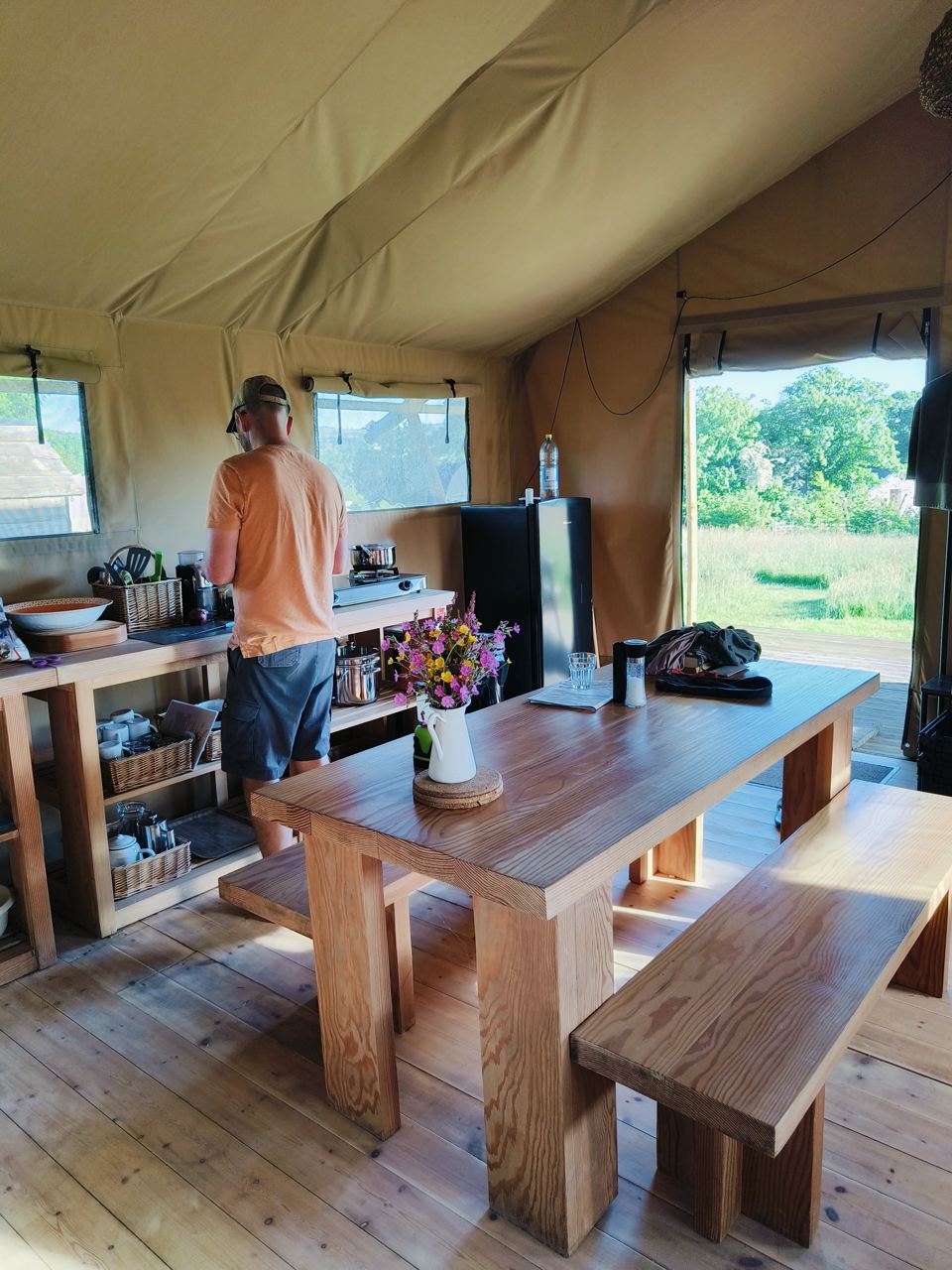 Inside a safari lodge