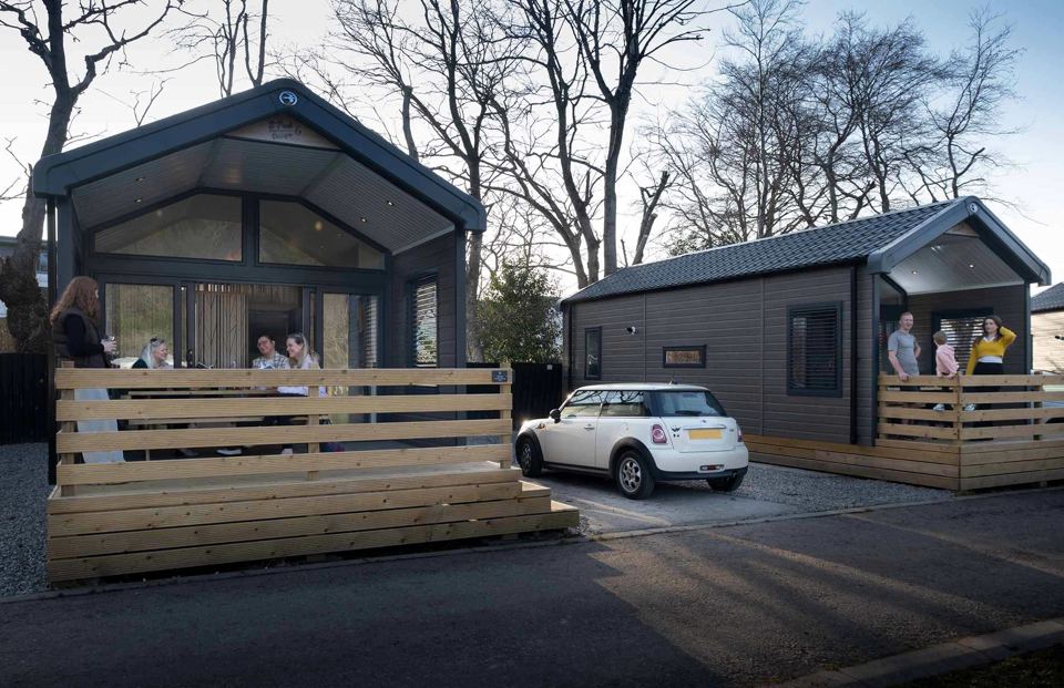 Holiday lodges with decking