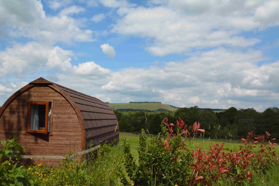 Camping pod above the vale