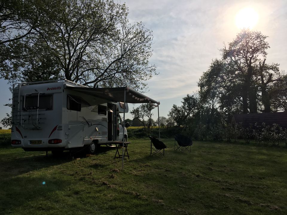 Motorhome with awning