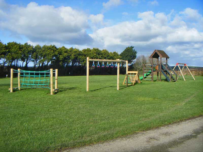 Play area with climbing frame
