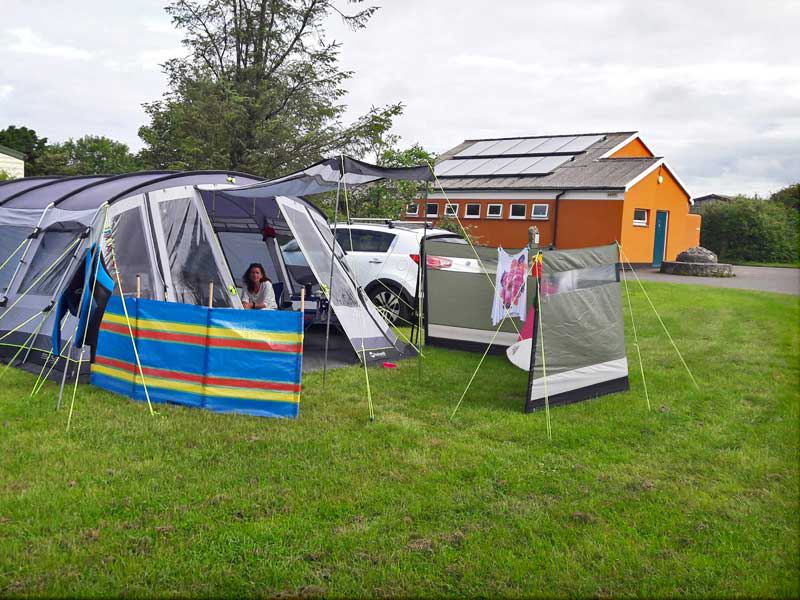 Tent pitch beside the amenity block