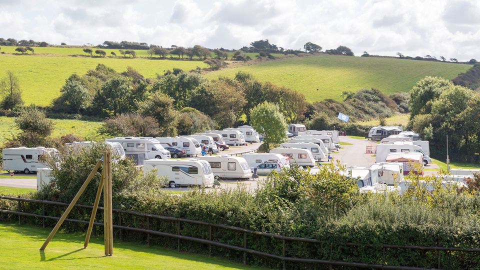 Caravans on the hillside pitches