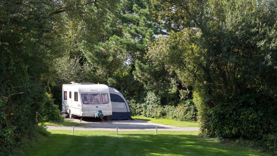 Caravan under the trees