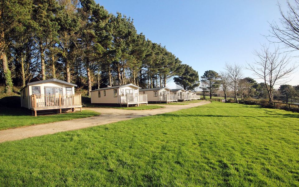 Static caravans on the grass