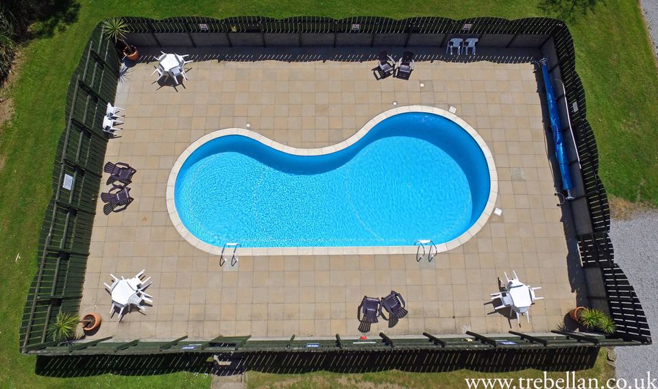 Outdoor pool seen from above