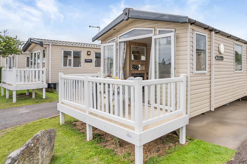 Caravan with decking