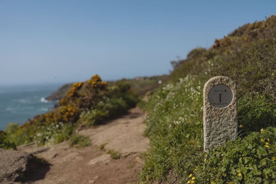 Coast path marker stone