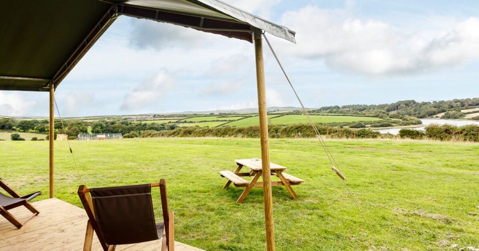 Canvas hideaway looking over the fields