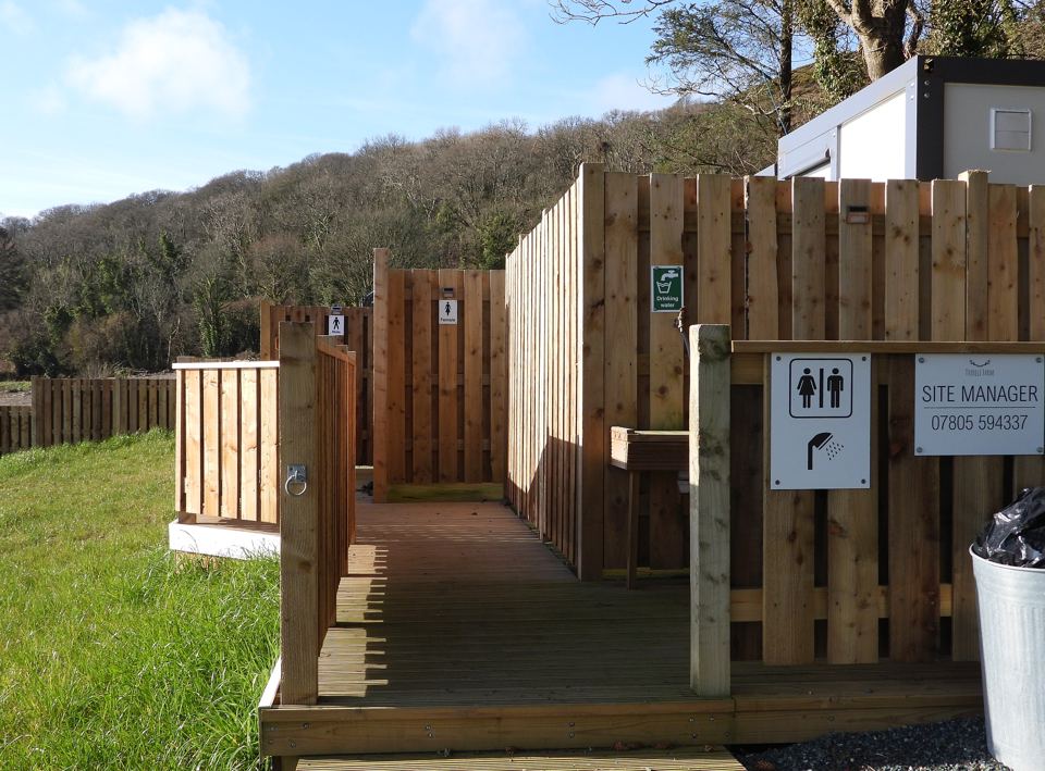 Toilet and shower block