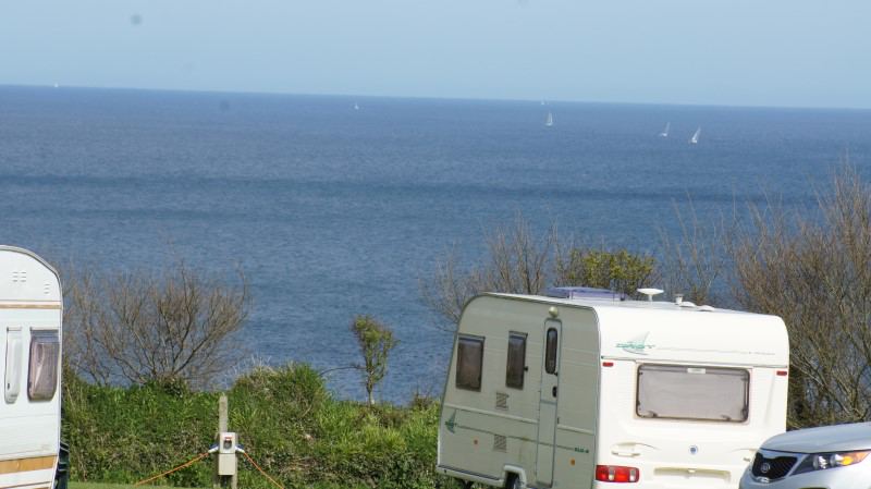 Touring caravan above the sea