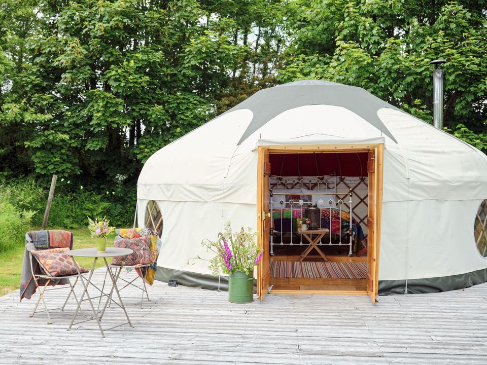 Yurt with table on decking