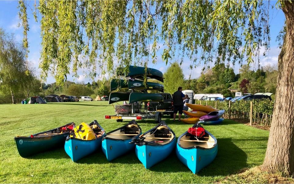 Canoes on the grass