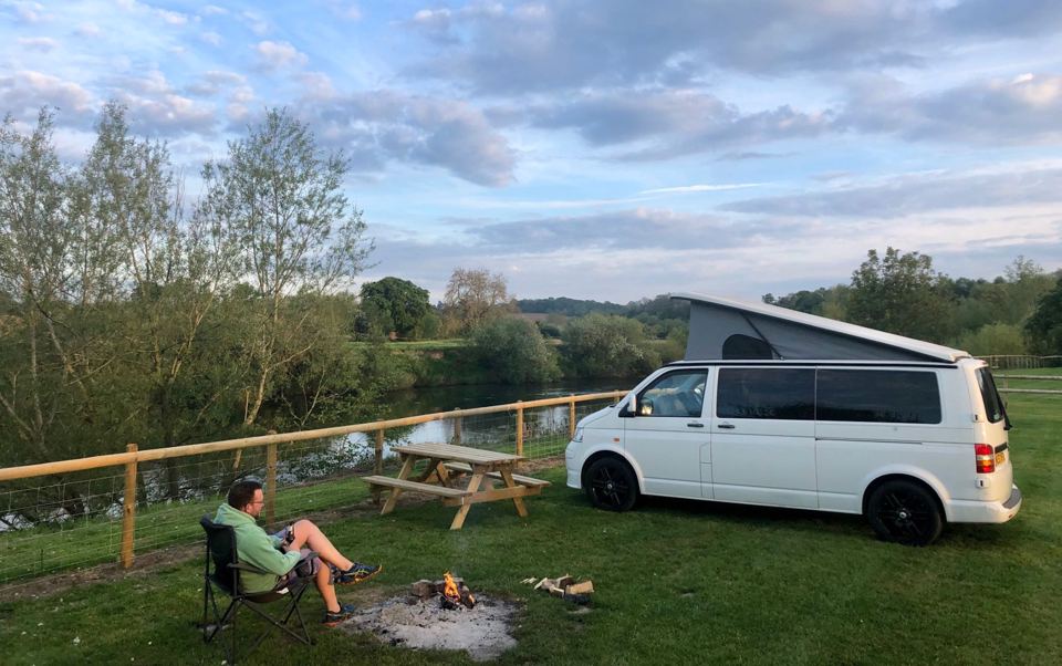 Campervan by the river