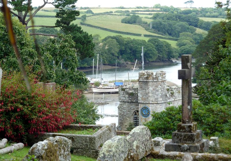 Creek and church above the boats