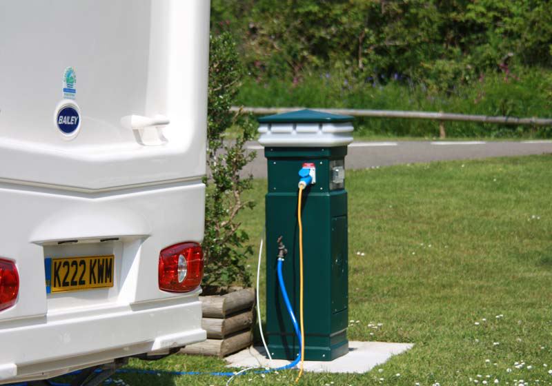 Electric hook-up post by the motorhome