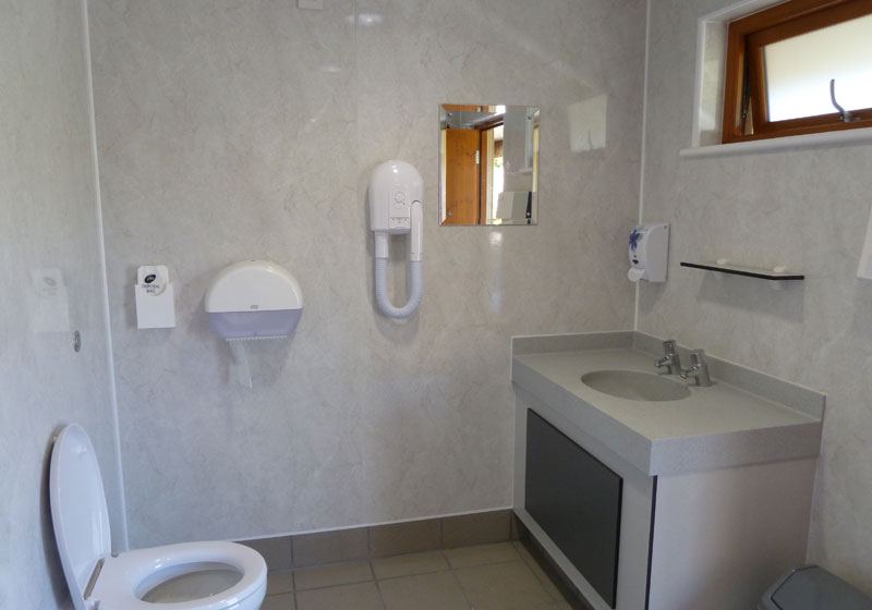 Washroom with basin and dryer