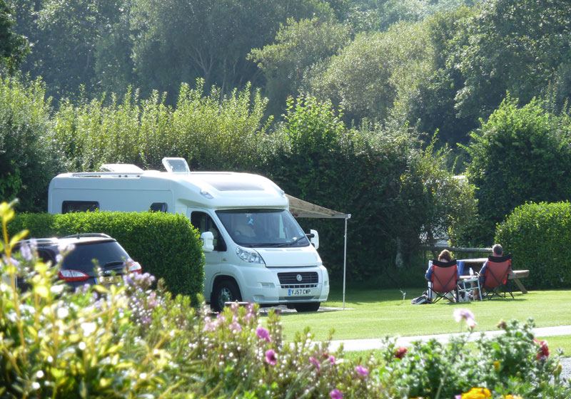 Motorhome on the grass pitch