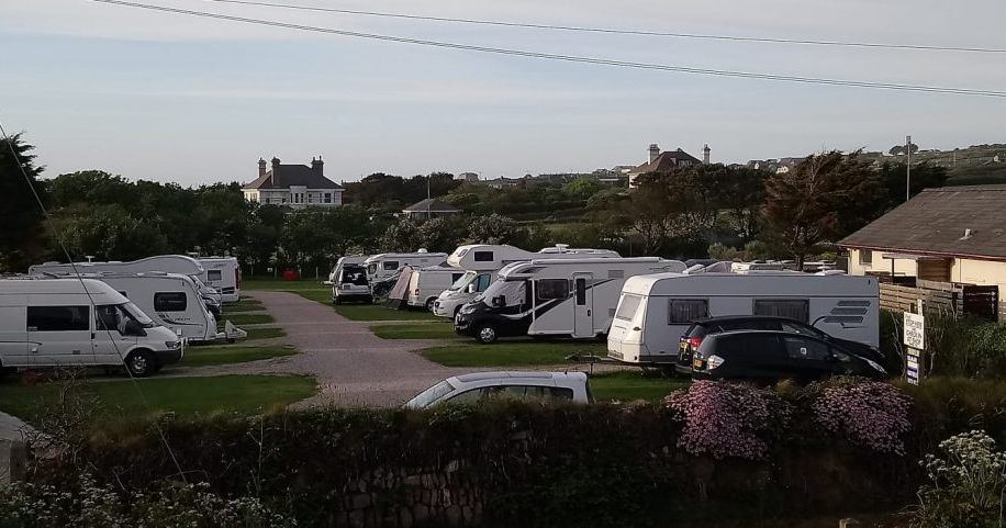 Caravans on the pitches by the lane