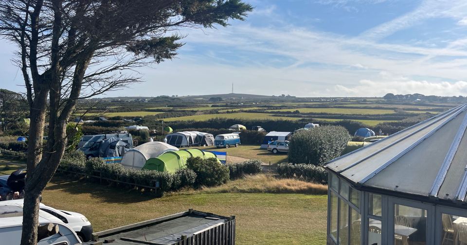 View over tents and caravans