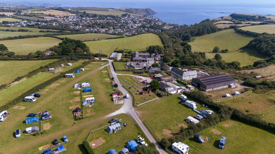 Aerial view of the campsite