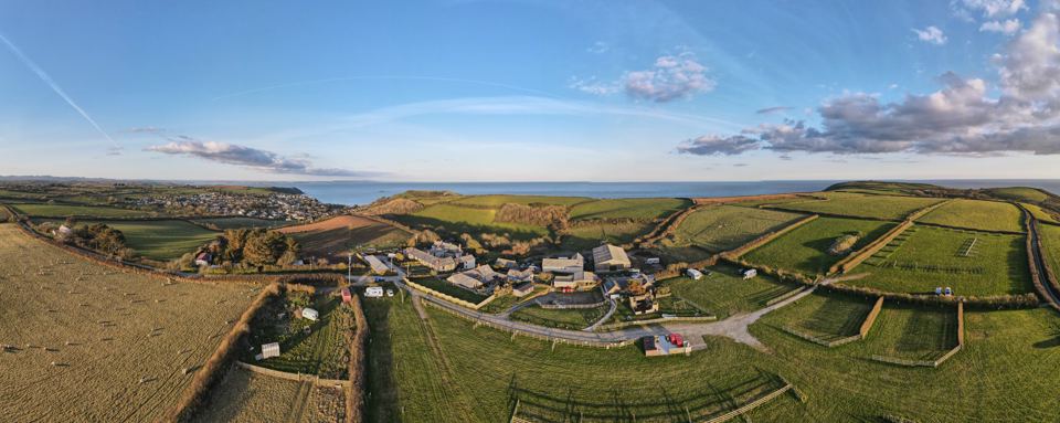 Coastal view across the fields