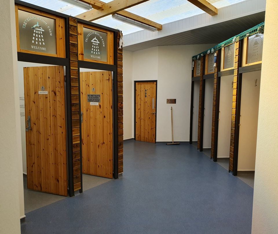 Toilet cubicles in the block