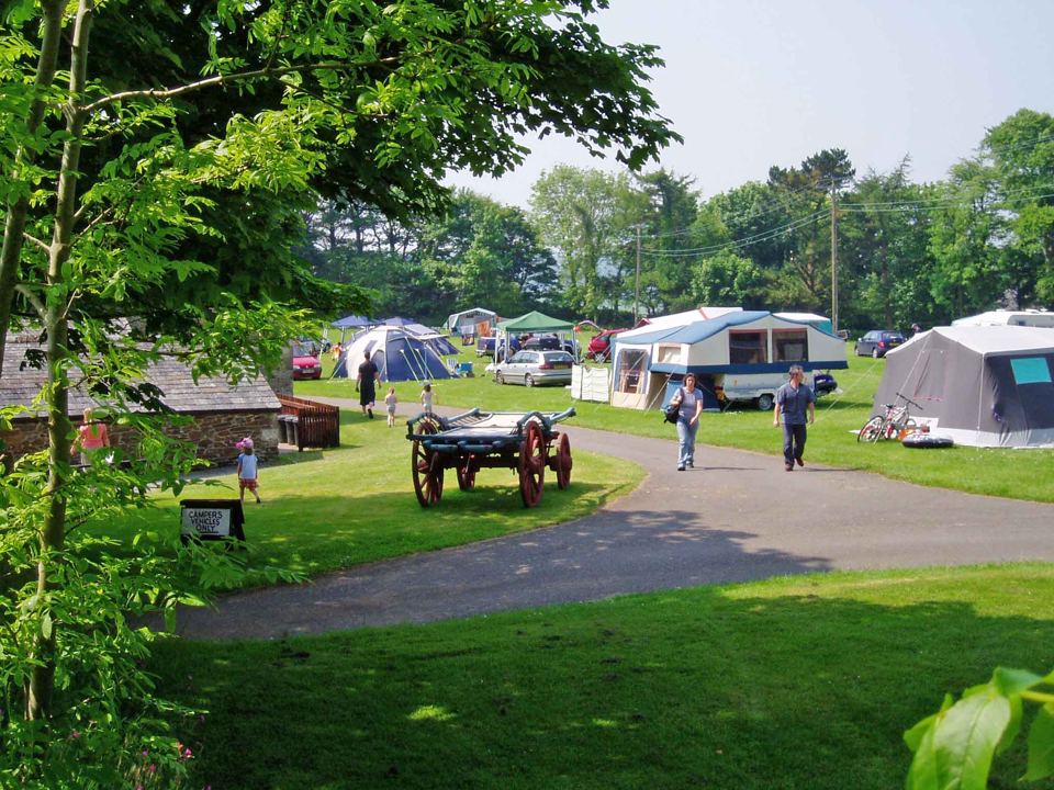 Caravans and tents on the pitches